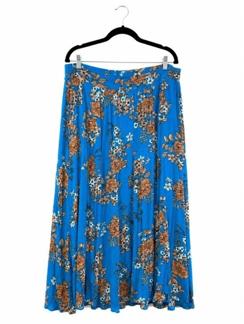 Torrid Blue Floral Off-The-Shoulder Crop Top & Midi Skirt 2-Piece Set Size 1X